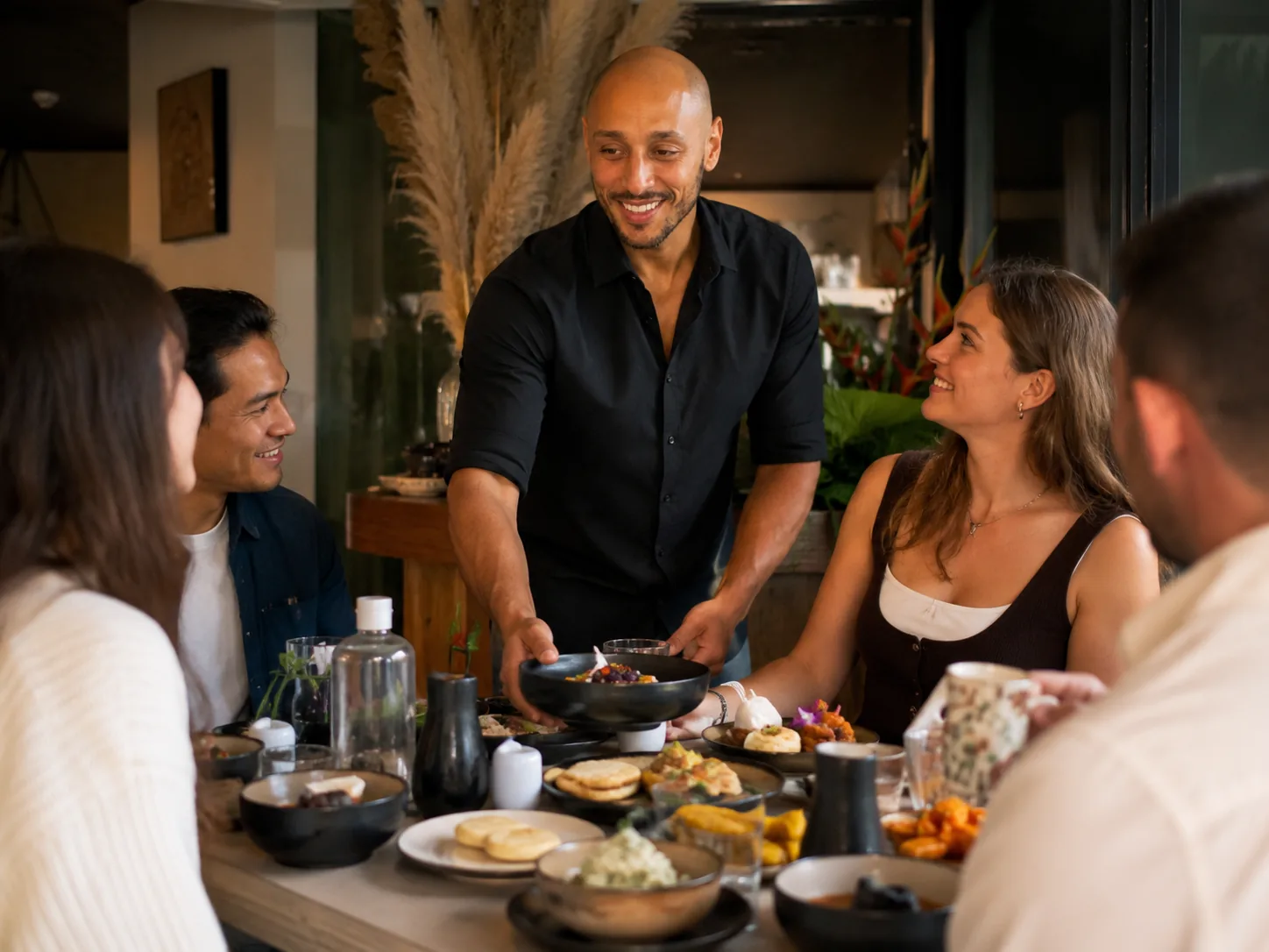 Mesa con platos colombianos para compartir